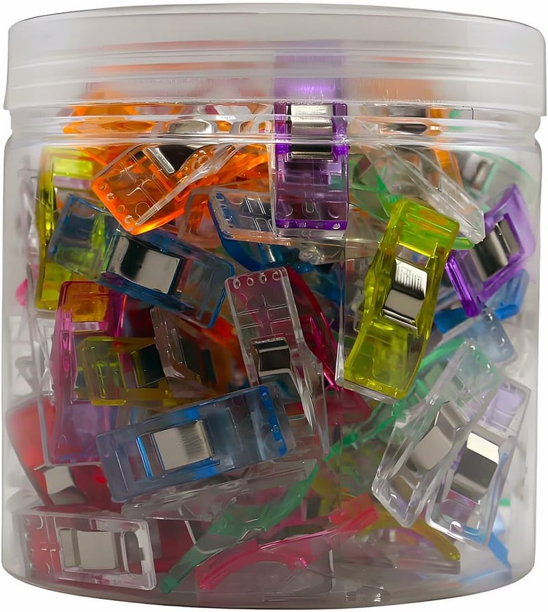 OZXTYO Sewing Clips,100 Pcs,Sewing Clips for Fabric,Fabric Clips for Sewing and Quilting,Quilting Clips for Binding,Sewing Accessories and Supplies(9 Colors) - Image 1